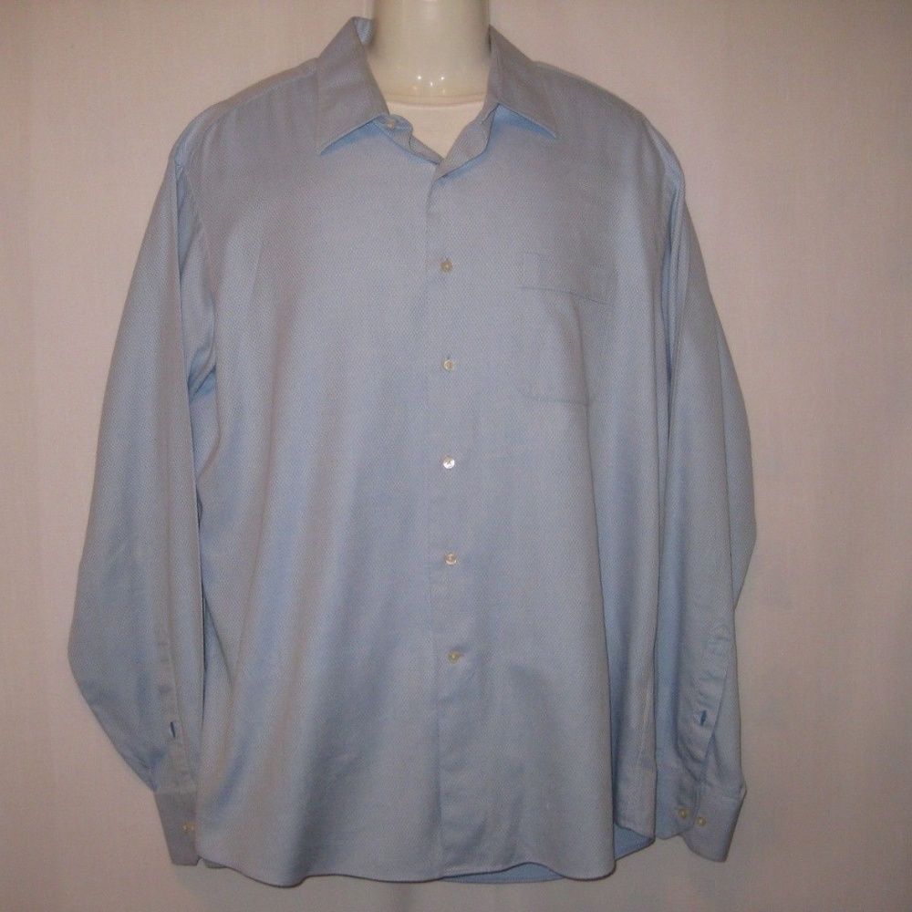 TOMMY BAHAMA Sz 16 1/2 36-37 Blue L/S Dress Shirt